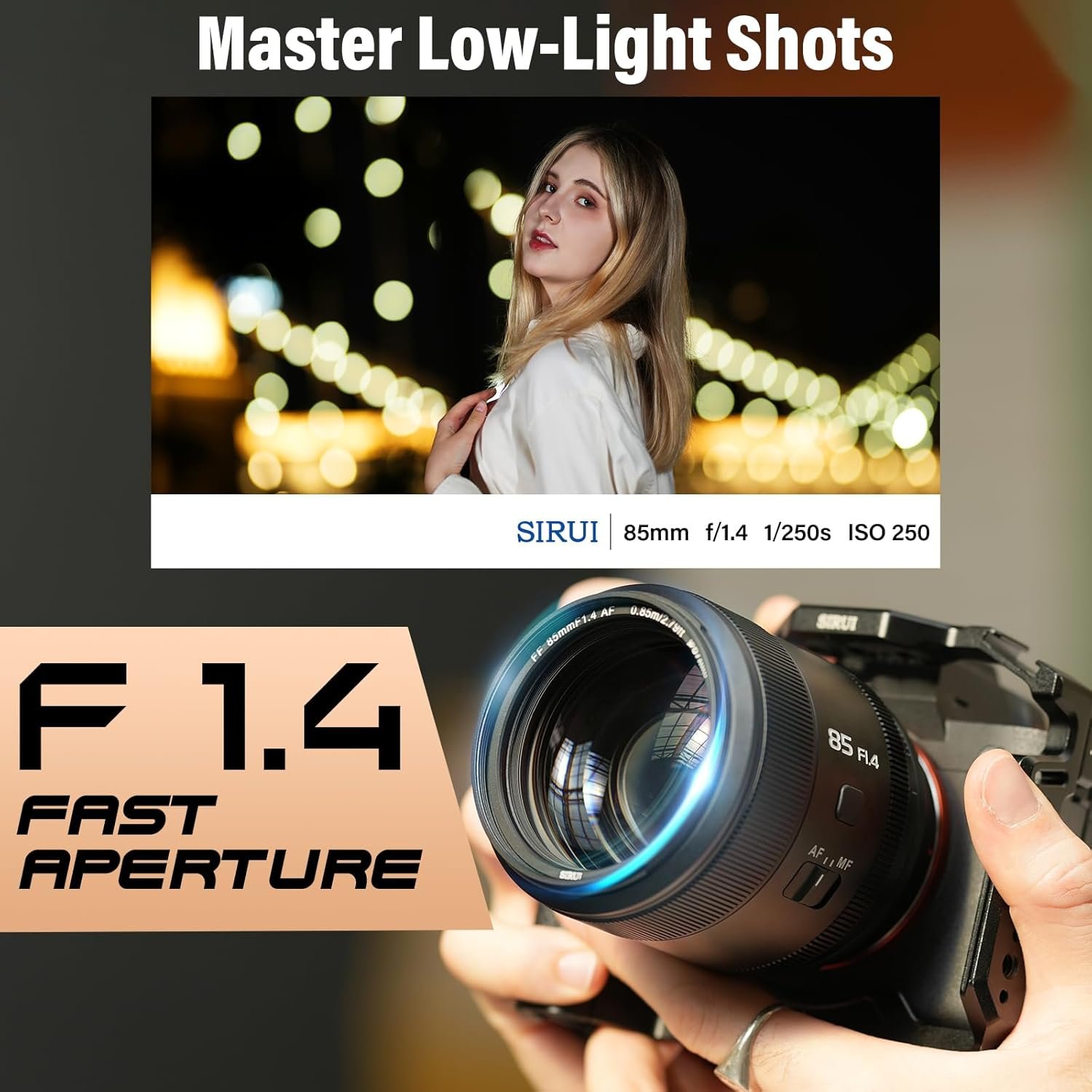 SIRUI Aurora 85mm F1.4 Full Frame Auto Focus Lens, Telephoto Prime Portrait Lens for Z Mount Cameras, Black - Image 4