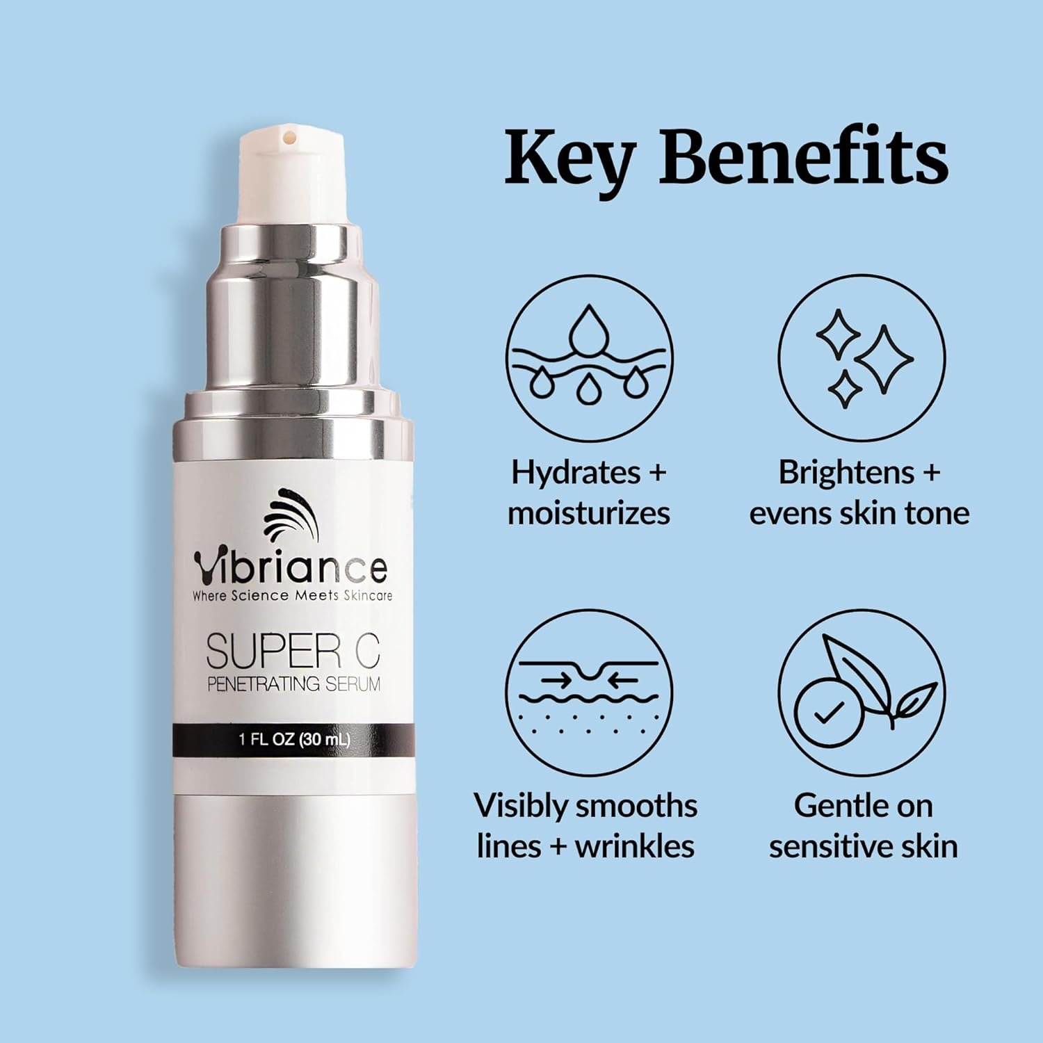 Vibriance Super C Serum for Mature Skin - All-in-One Vitamin Formula Hydrates, Firms, Lifts, Smooths, Targets Age Spots, Wrinkles, 1 fl oz - Pack of 2 - Image 4