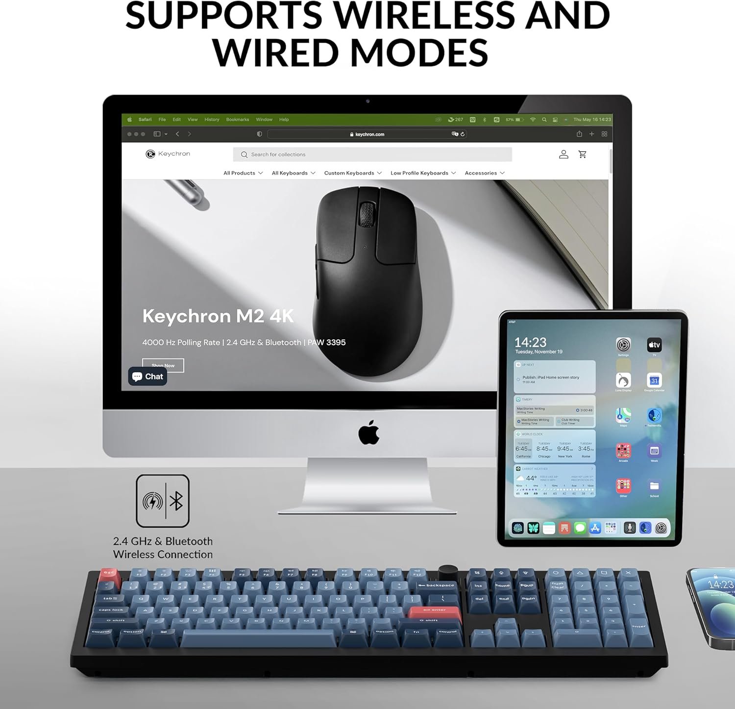 Keychron V6 Max Wireless Custom Mechanical Keyboard, 2.4 GHz Bluetooth QMK Full-Size Layout RGB with Hot-swappable Gateron Brown Switch Compatible with Mac Windows Linux - Image 3