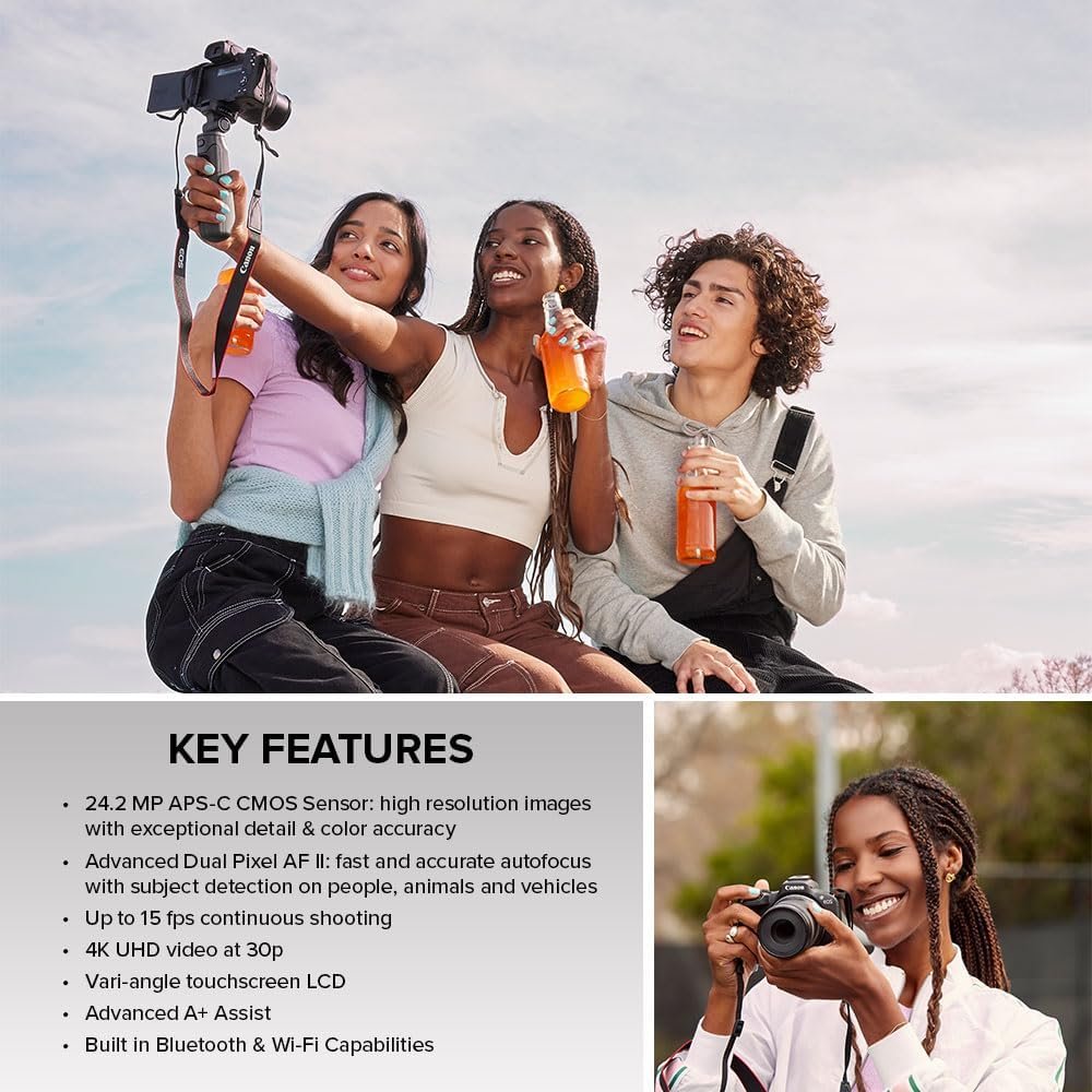 Canon EOS R50 Mirrorless Camera RF-S18-45mm F4.5-6.3 is STM Lens Kit, 24.2 Megapixel CMOS (APS-C) Sensor, 4K Video, Hybrid Camera, Photo and Video, Vlogging, Content Creator, RF Mount, White - Image 8