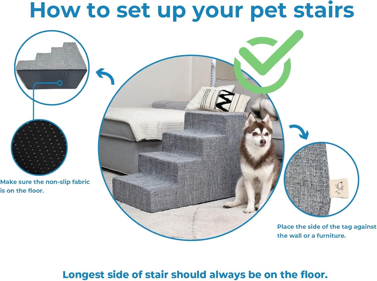Best Pet Supplies Dog Stairs for Small Dogs & Cats, Foam Pet Steps Portable Ramp for Couch Sofa and High Bed Non-Slip Balanced Indoor Step Support, Paw Safe No Assembly - Sand, 4-Step - Image 5