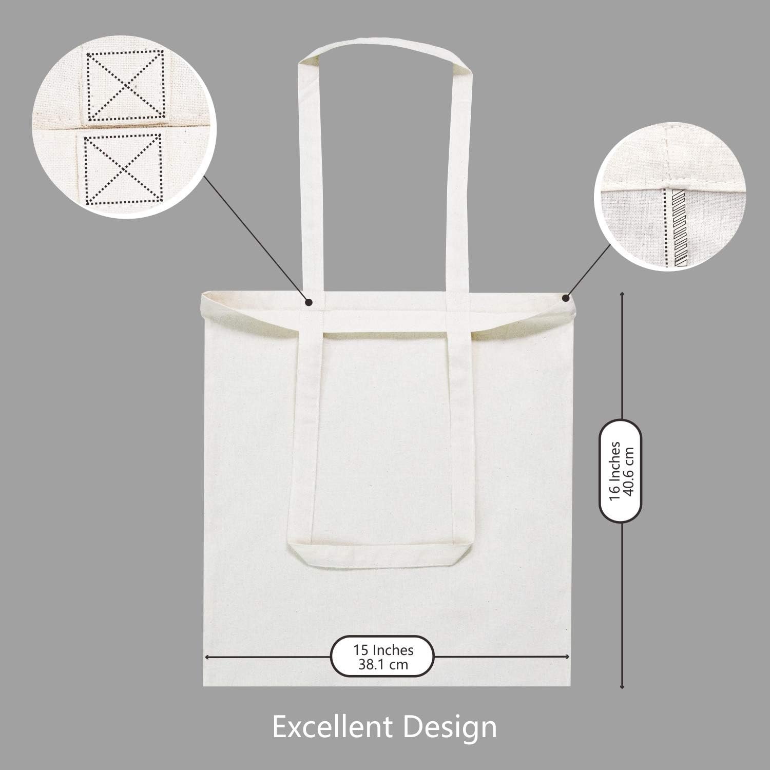 TOPDesign 192-Pack Economical 16"x15" Cotton Tote Bags, Lightweight Medium Reusable Grocery Shopping Cloth Bags, Suitable for DIY, Advertising, Promotion, Gift, Activity - Image 5