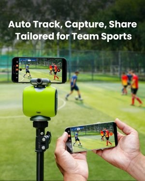 XbotGo Chameleon AI Auto Sports Action Camera – 4K 60FPS Soccer Camera and Basketball Tracking Camera for Team Sports, Live Streaming, No Subscription, Works with iOS & Android (Lemon Green)
