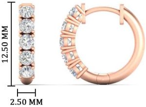Fascinating Diamonds 1/2 To 1 Carat Round Cut Five Stone Lab Grown Diamond Hoop Huggie Earrings For Women Sterling Silver/14K Gold (E-H Color, VS1 Clarity, 0.50-1 Ctw)