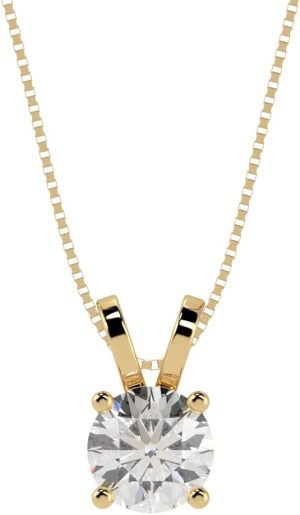 Houston Diamond District 4 Prong Set Lab Grown Diamond Solitaire Stud Pendant Necklace Jewelry for Women (E-F, VS1-VS2)