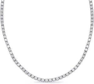 Houston Diamond District Lab Grown Diamond Tennis Riviera Necklace, Round Cut Graduating and Straight Design, 3-Prong Setting Premium Collection