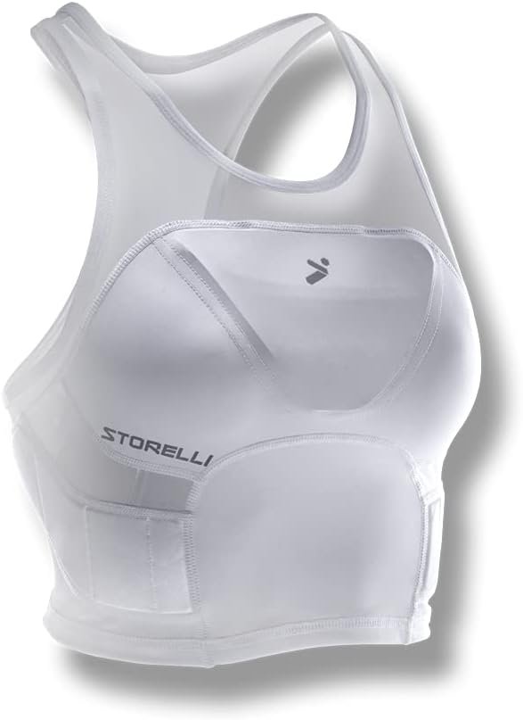 Storelli Women’s Bodyshield Crop Top, High-Impact Chest and Rib Protection for Female Soccer Goalkeepers and Players, White, Medium