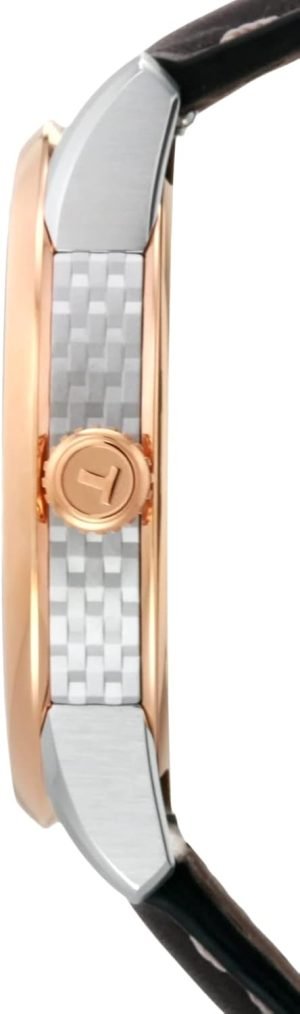 Tissot Mens Luxury 316L Stainless Steel case with Rose Gold PVD Coating Automatic Watch, Brown, Leather, 22 (T0864072606700)