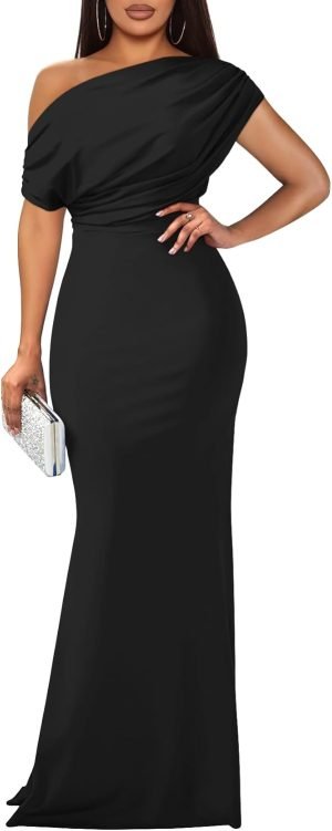 YMDUCH Women’s Elegant Sleeveless Off Shoulder Bodycon Long Formal Party Evening Dre...