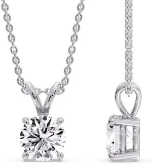 Fascinating Diamonds 14K Gold 1/2-5 Carat LAB GROWN Diamond Solitaire Pendant IGI Certified 4 Prong Diamond Pendant Necklace For Women (E-F-G, VS1-VS2, 0.50-5 C.t.w)