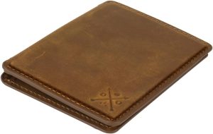 CLOUD Wallet Slim Minimalist — Magnetic Closure, Lightweight Design, Quick Access Pull Tab – Top Grain Leather Front Pocket Wallet (Light Brown)