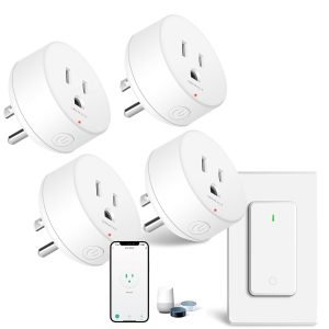 WiFi Smart Outlet Plug with Remote,GreenCycle 4 Electric Smart Plug with Remote,Compatible with Alexa and Google Home via Tuya,15A/1500W，Remote Control from Anywhere,TUV FCC List(2.4G)