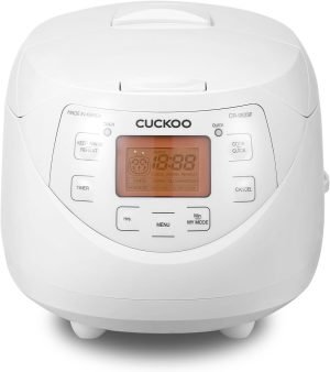 CUCKOO Micom Rice Cooker 6 Cup Uncooked / 12 Cup Cooked, Korean Fuzzy Logic Rice Cooker with Delay Timer & Keep Warm Setting, Versatile Food Steamer with Non-Stick Inner Pot, White (CR-0633F)
