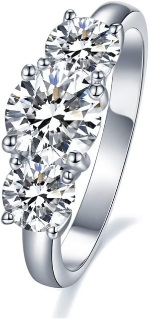 IMOLOVE Moissanite Wedding Band for Women Eternity Bands Moissanite Wedding Rings for Women Sterling Silver Ring Anniversary Band White Gold Plated Size 4-11