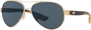 Costa Del Mar Polarized Sunglasses Womens – Loreto Aviator Designer Sunglasses for Women with 100% UV Protection Size 56 580P