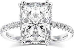 4.5 Carat Radiant Cut Lab Created Moissanite Engagement Ring for Women, D Color VVS1 Sterl...