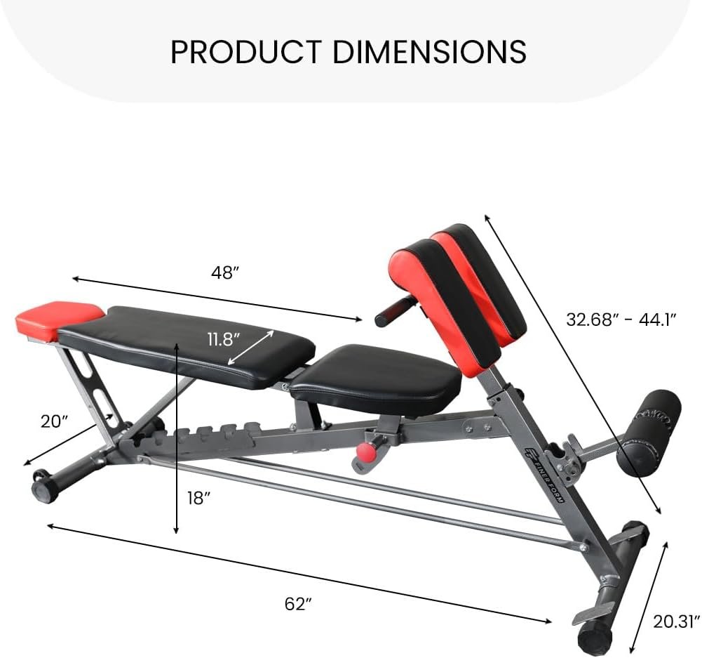 Finer Form Multi-Functional FID Weight Bench for Full All-in-One Body Workout – Hyper Back Extension, Roman Chair, Adjustable Ab Sit up Bench, Incline Decline Bench, Flat Bench - Image 5