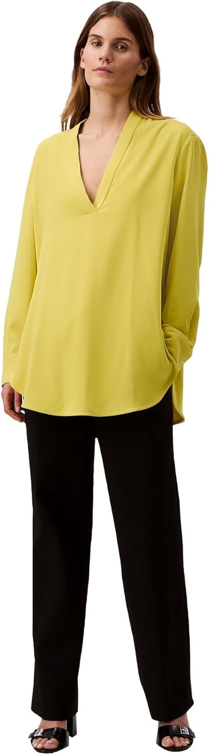 Calvin Klein Womens Relaxed V Neck Blouse - Image 3