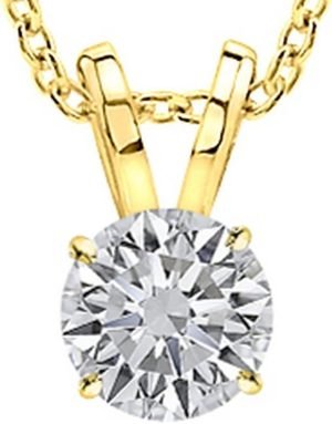 Houston Diamond District 4 Prong Set Lab Grown Diamond Solitaire Stud Pendant Necklace Jewelry for Women (E-F, VS1-VS2)