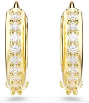 Swarovski Matrix Hoop Earrings, Round Cut, Clear Crystals, Gold-Tone and Rhodium Finishes