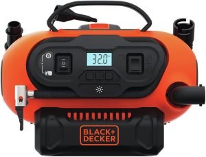BLACK+DECKER Tire Inflator Portable Air Compressor, Air Pump for Inflatables, 3 Modes: Electric Outlet, 12V Car Adapter and Cordless 20V MAX, Battery Sold Separately (BDINF20C)