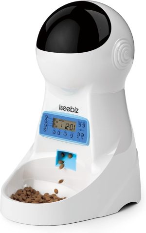 Iseebiz Automatic Cat Feeder, 101oz/3L Timed Cat Feeder for Dry Food with Anti-Clog Design...