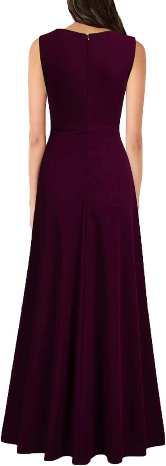 MUSHARE Women's V Neck Sleeveless Split Formal Dress Cocktail Party Prom Long Dresses - Image 2