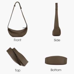 Genuine Leather Sling Bags Crossbody Women, Minimalist Style Casual Chest Bags with Wide Strap