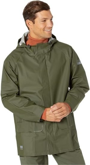 Helly-Hansen Workwear Mandal Waterproof Jacket for Men – Adjustable Hood, PVC-Coated Protective Windbreaker & Rain Coat
