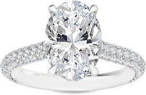 Houston Diamond District Oval, Round Cut LAB GROWN Diamond Vintage Engagement Ring (Color D-E Clarity VS1-VS2)