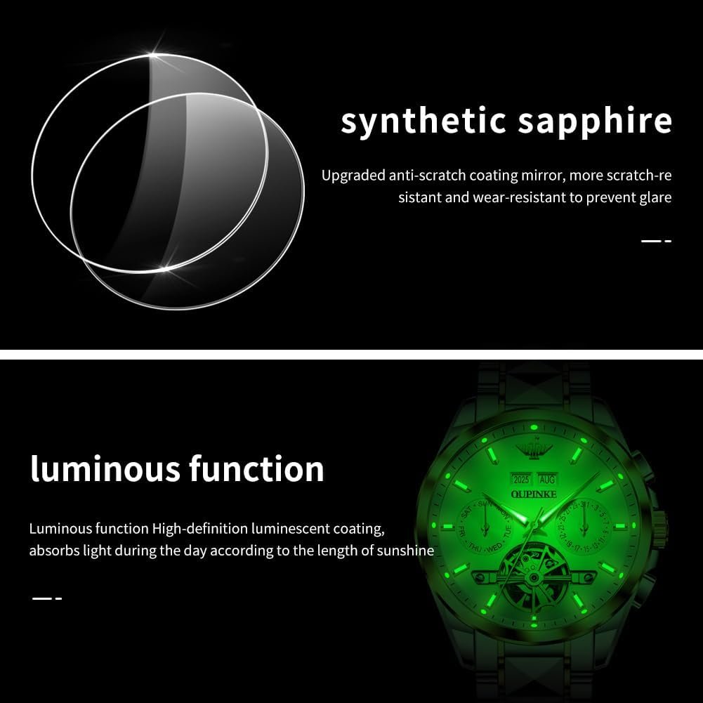 OLEVS Watches for Men Luxury Diamond Casual Large Dial Watches Stainless Steel Waterproof Business Dress Analog Luminous Date Mens Watches - Image 4