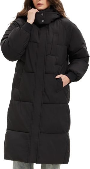 Long Puffer Jacket for Women,2024 Thickened Winter Coat Hooded with Deep Pockets, Ladies W...
