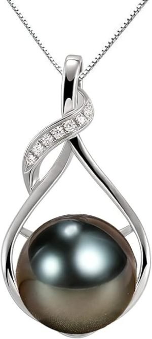 Gifts for Women Wife-Tahitian-Black-Pearl-Necklace-Gift for Wife Wedding Birthday Anniversary Jewelry-Mom Girlfriend Her Mothers Day Gifts for Mom Women Valentines Christmas Day