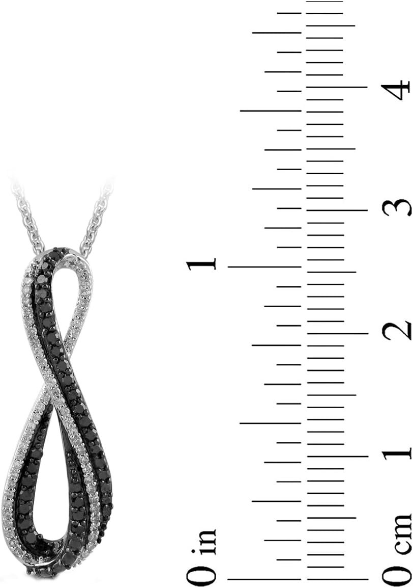 Amazon Essentials Sterling Silver Black and White Diamond Infinity Pendant Necklace (0.33 cttw), 18" - Image 4