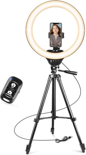 Sensyne 14″ Ring Light with Tripod Stand, LED Circle Light with Phone Holder, for Photo Selfie, Video Recording, Zoom Meeting