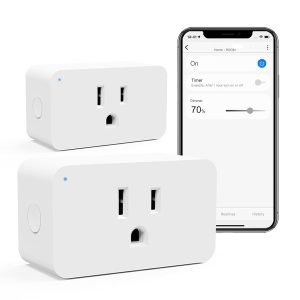 Zwave Dimmer Plug 800 Series 2 Pack, Dimmable Zwave Outlet Built-in Repeater Range Extende...