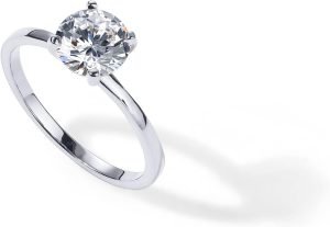 PAVOI 18K Sterling Silver Gold Round Cut Solitare 1.5 CT Moissanite Engagement Rings for Women – Moissanite Wedding Band for Women – Stone Promise Rings