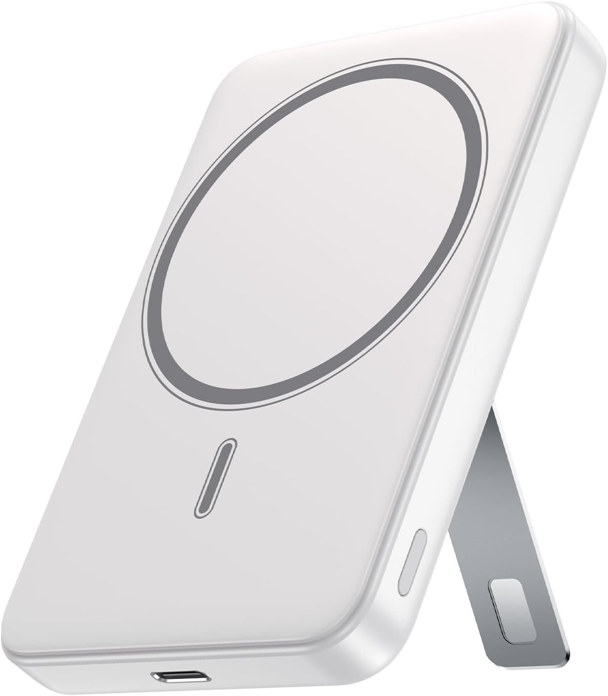 for Magsafe Portable Charger, 10000mAh Wireless Power Bank with Stand, USB C PD 20W Fast Charging Powerbank, Magnetic Battery Pack Compatible for iPhone 17/16/15/14/13/12 Series - White