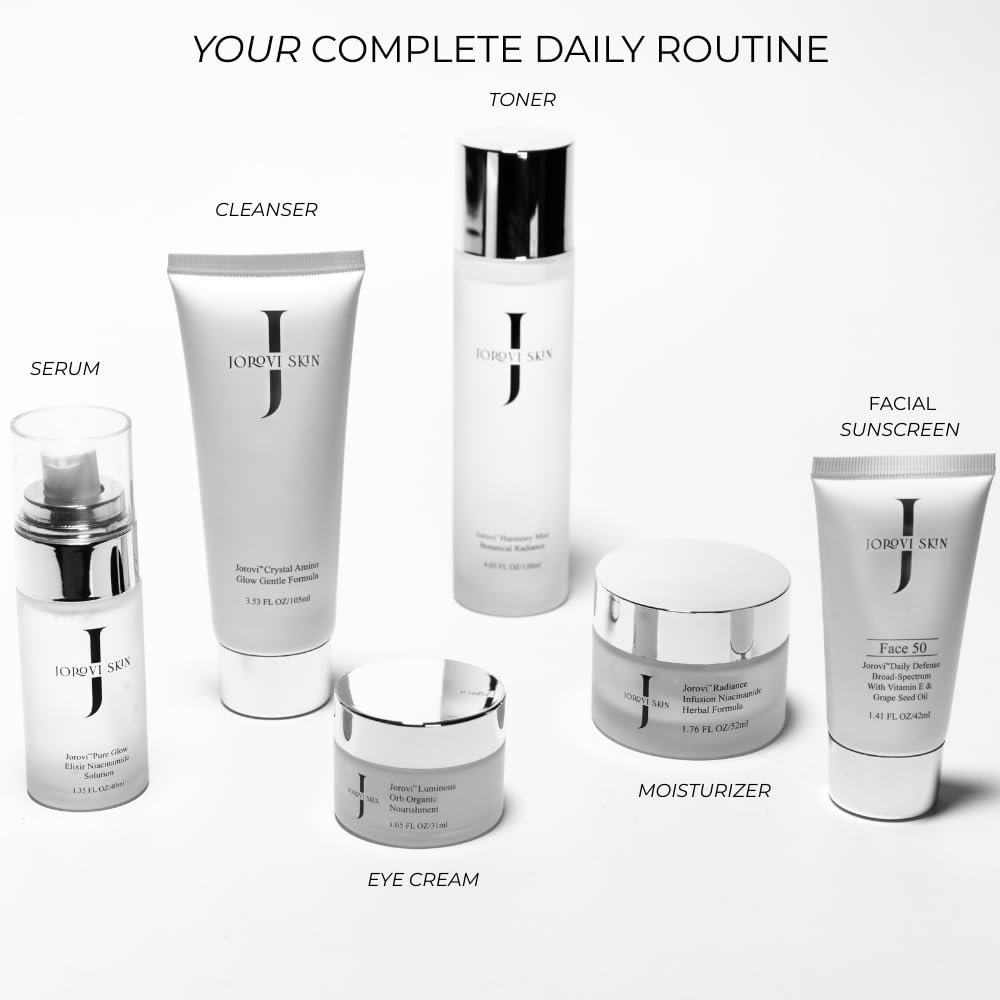 Jorovi Beauty Complete Skincare Set -6- Piece Regimen with Cleanser, Toner, Face Serum, Eye Cream, Facial Moisturizer, and SPF 50 Lotion Kit for Women & Teens (Skin care Gift Set) - Image 5