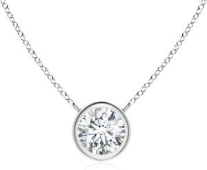 Angara Natural Diamond Solitaire Pendant for Women | Round Diamond Solitaire Pendant Necklace in 14K Solid Gold/Platinum With 18″ Chain | April Birthday, Anniversary, Gemstone Jewelry Gift