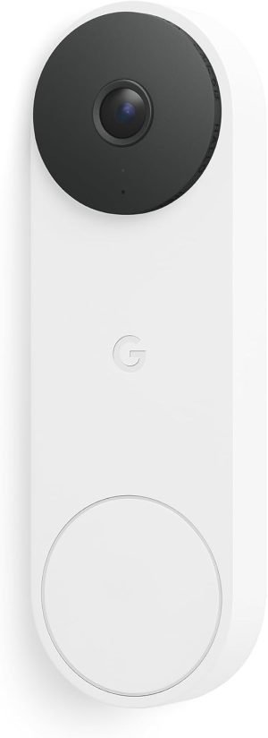 Google Nest Doorbell (Wired, 3rd Gen) – 2K Video and Gemini, Live View, Night Vision, 2-Way Audio – Works with Google Home – 2025 Model – Snow