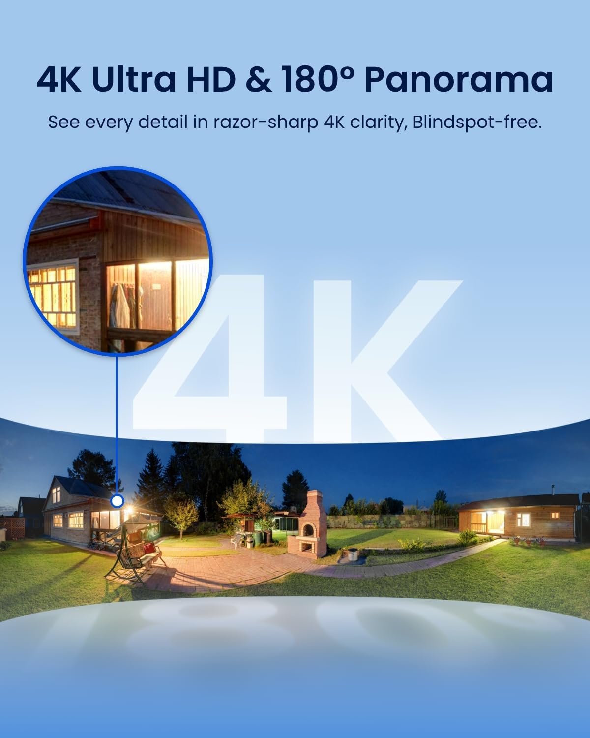 REOLINK Elite Floodlight WiFi, 4K 8MP 180° Panoramic Wired Floodlight Camera, Adjustable 3000 Lumens, Local AI Video Search, Dual-Band Wi-Fi 6, 24/7 Recording, No Monthly Fees, 100~240V AC Hardwired - Image 2