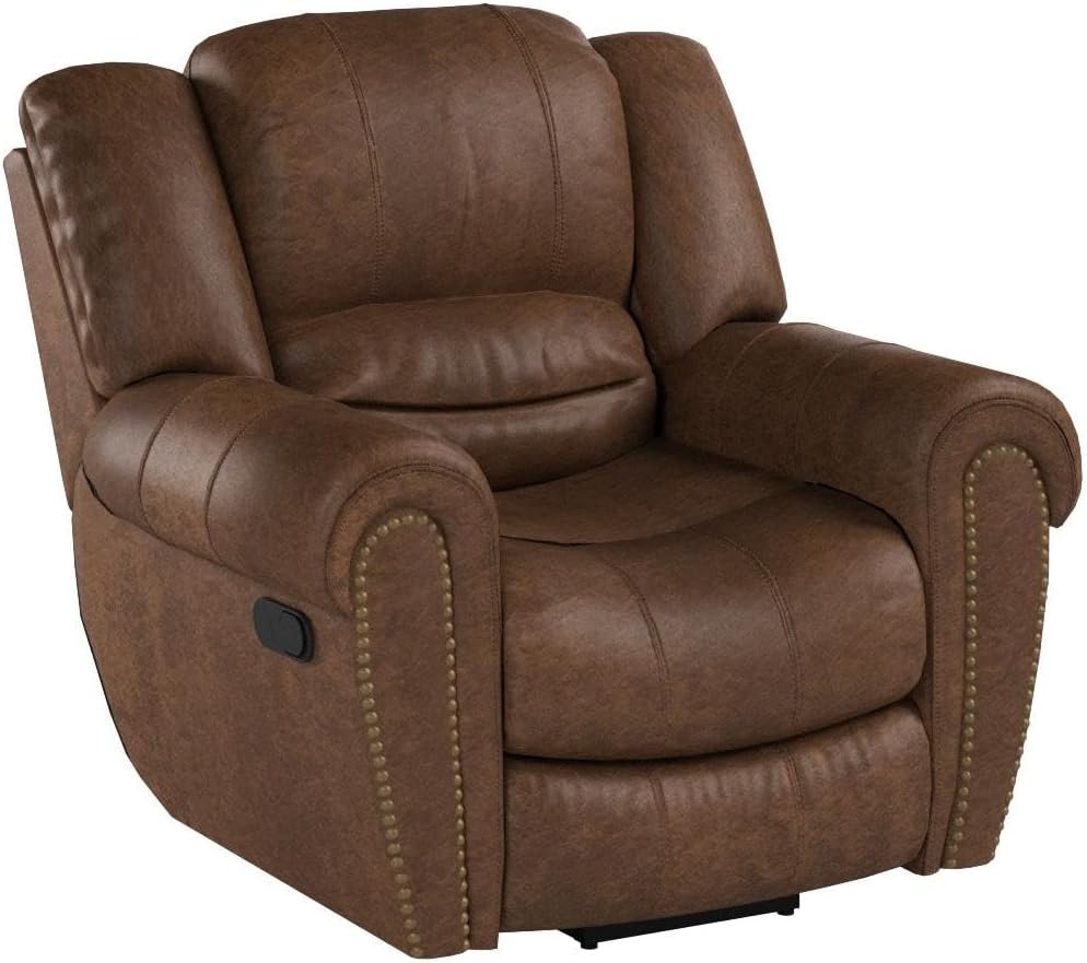 CANMOV Leather Recliner Chair, Classic and Traditional Manual Recliner Chair with Comfortable Arms and Back Single Sofa for Living Room, Nut Brown - Image 5