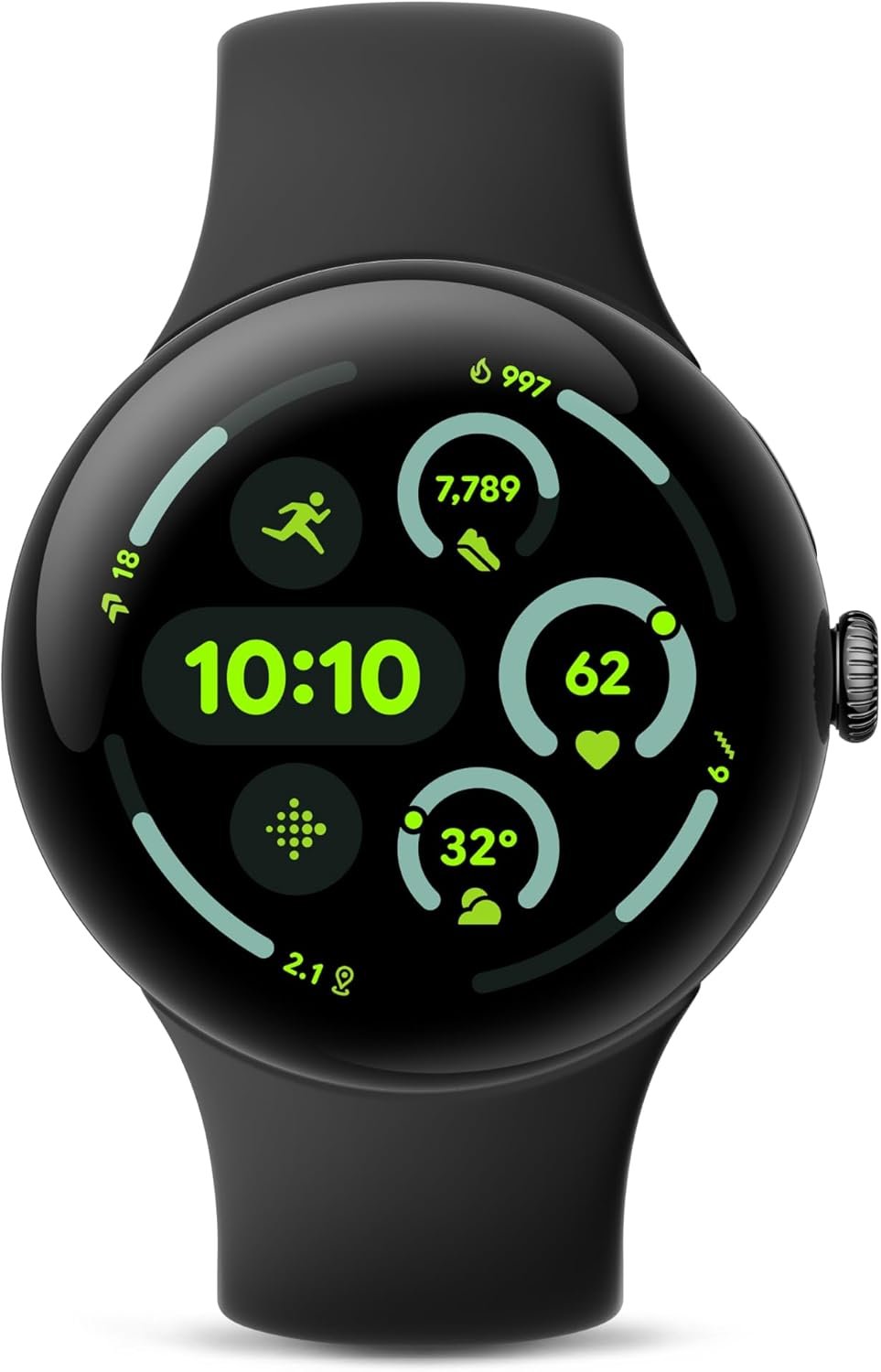 Google Pixel Watch 3 (45mm) 2024 Model - Android Smartwatch, Heart Rate Tracking, Fitbit Advanced Running, Fitness Insights, 24-Hour Battery - Matte Black Aluminum Case - Obsidian Band - Wi-Fi