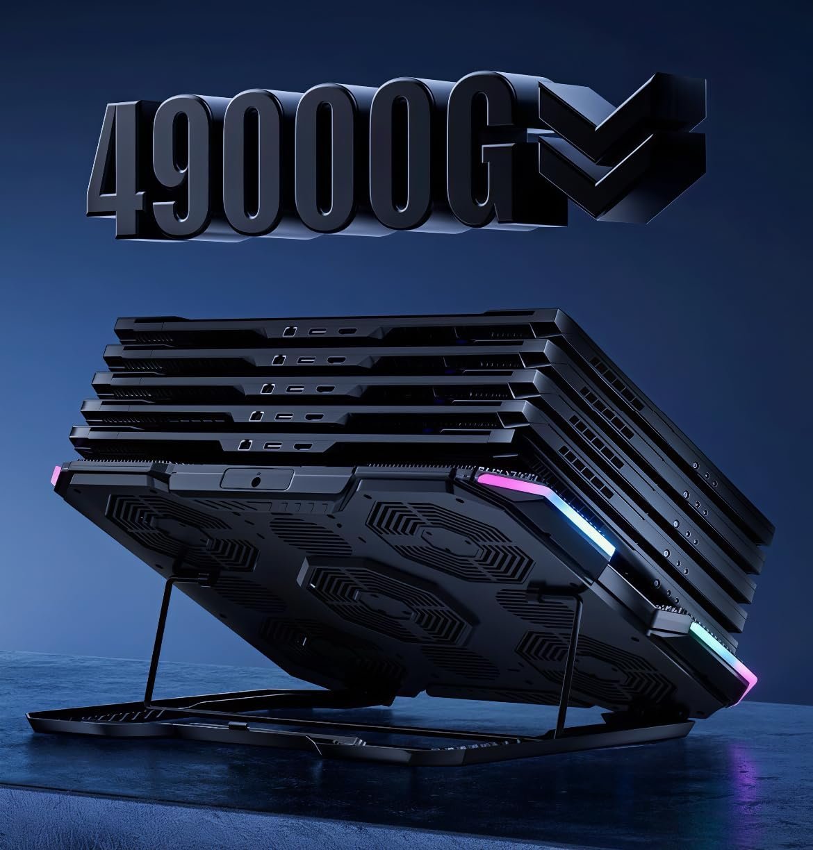 Gaming Laptop Cooling Pad with 10-Color RGB & 5-Speed Dual Cooling - Semiconductor & Fan Cooling System, 7-Height Adjustable Stand for up to 21" Laptops - Image 7