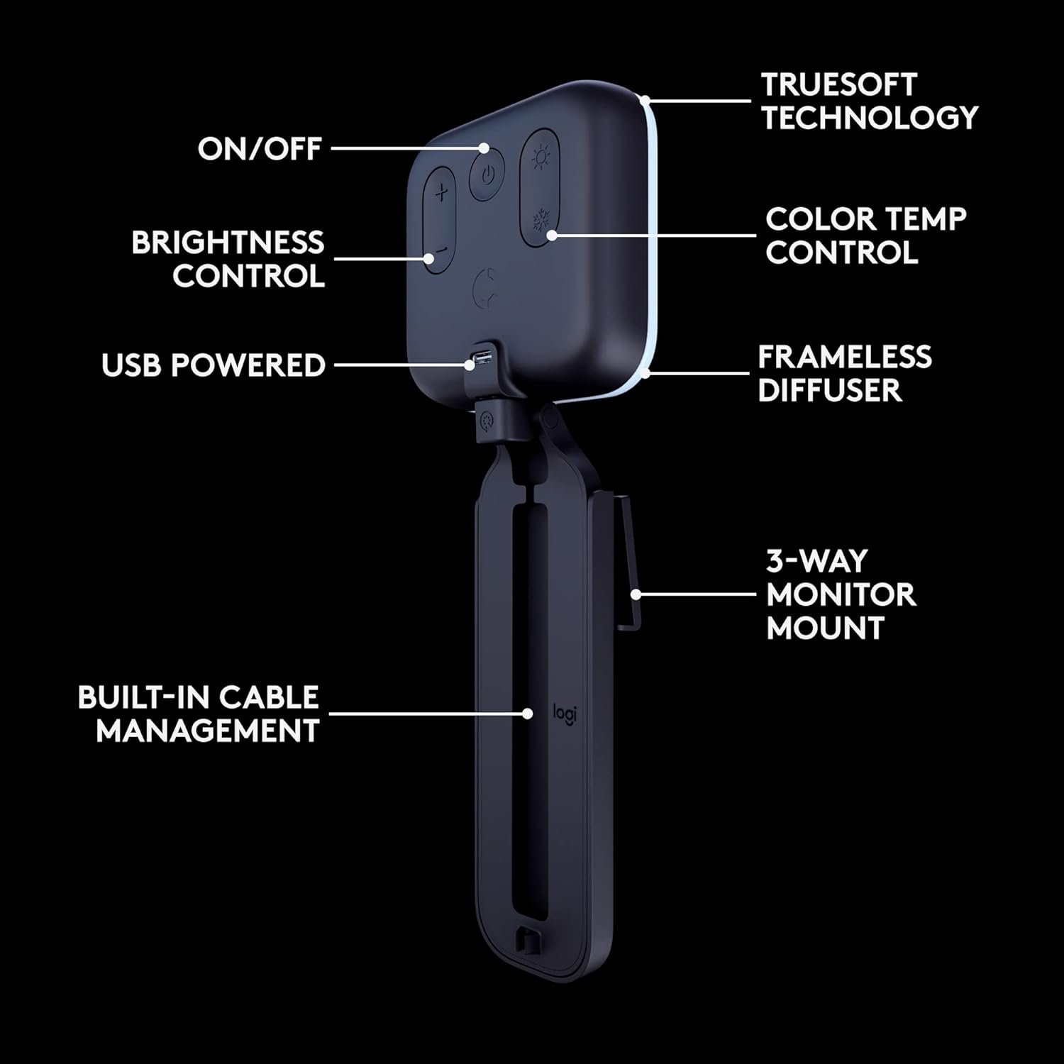 Logitech for Creators Litra Glow Premium LED Streaming Light with TrueSoft, adjustable mount, video lighting for recording streams, PC/Mac - Graphite - Image 7