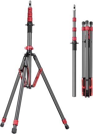 FreeSea Light Stand Aluminum, Adjustable Tripod Stand for Photography, 260cm/102inch Studio Sturdy Tripod for Speedlite Flash Softbox Strobe Light Camera with Carrying Bag