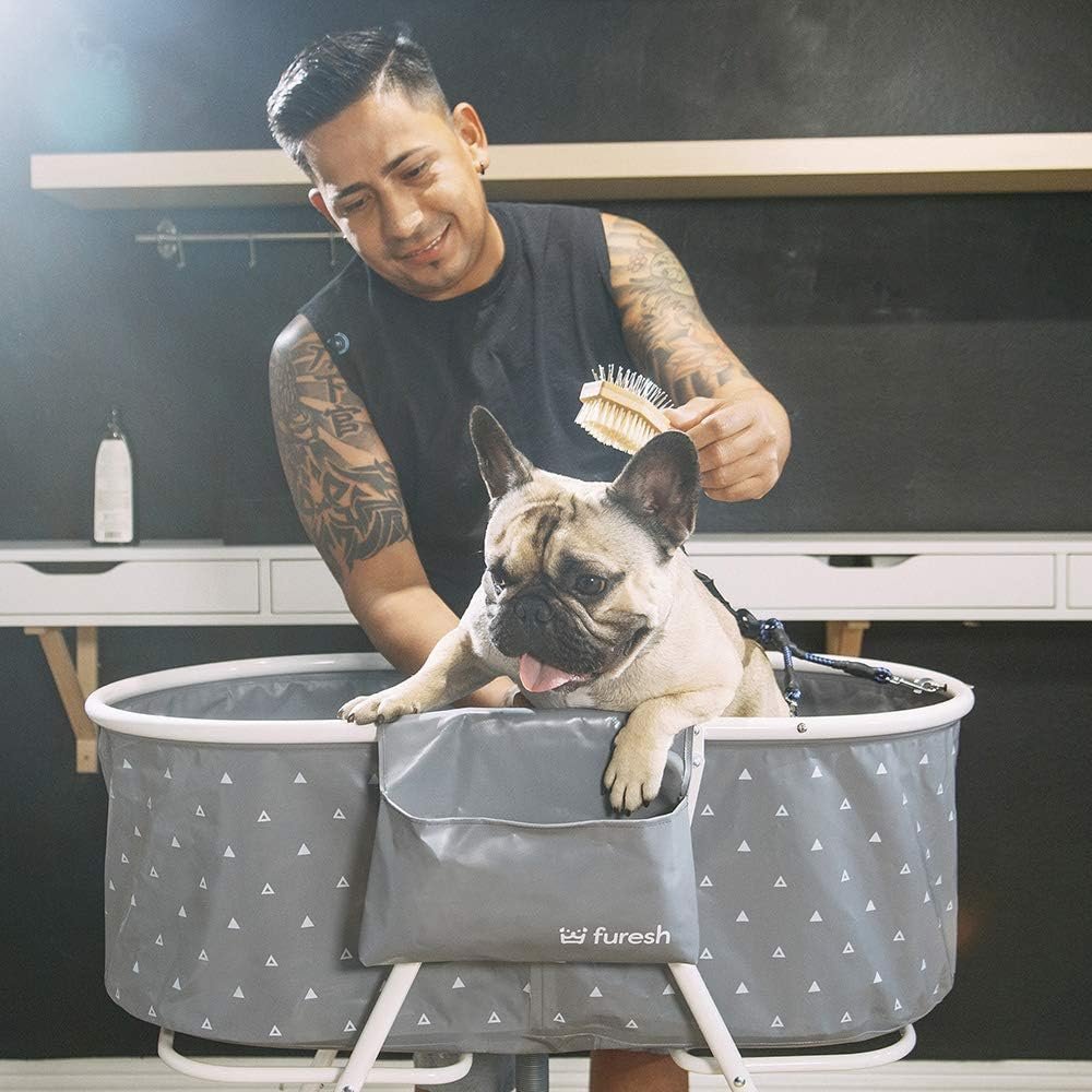 Furesh Little Dipper Dog Bath Tub and Wash Station for Bathing Shower and Grooming, Elevated Foldable and Portable, Indoor and Outdoor, for Small and Medium Size Dogs, Cats and Other Pet (Gray) - Image 7