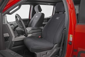 Rough Country Neoprene Seat Covers for Ford F-150, Lightning, F-250 & F-350 Crew Cab (2015-2025) w/FR Bucket Seat – Front & Rear Seat Cover Set, Waterproof, UV Resistant, Foam Padded