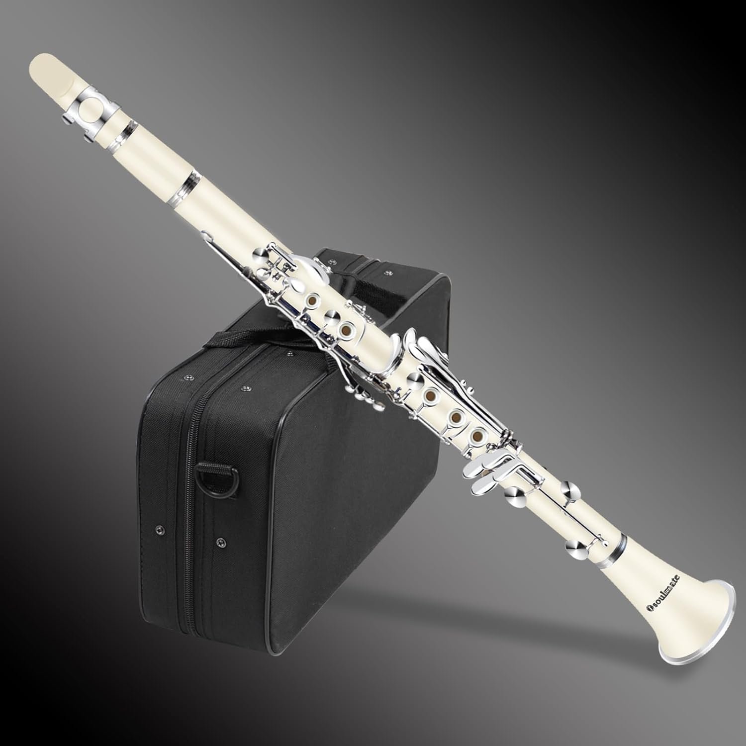 Soulmate Clarinet for Beginner Student Adults 17 Nickel-plated Keys Bb Flat with 2 Barrels 10 Reeds Hard Case and Clarinet Cleaning Kit, Woodwind Band & Orchestra Musical Instruments, White - Image 8